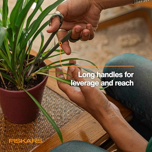 Fiskars 6" Plant Detailer Snips & Holder, Precision Indoor Gardening Tool | For Trimming & Pruning Dense Foliage, Long Reach Stainless Steel Micro-Tip Blades for Clean Cuts and Healthy Plant Growth - size: Detail Snipper