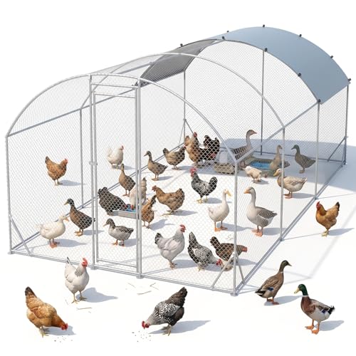 Metal Chicken Coop with Runs for Yard with Cover Waterproof Quail Coop Walk in Duck Coop, Chicken Pen House Cage gallinero para gallinas with Security Lock for Outdoor Farm Rabbit Run 19x9.2x6.5ft - size: 224.4"L x 110.4"W x 78"H