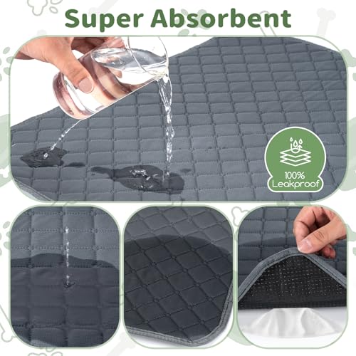 Washable Guinea Pig Cage Liners, 2 Pack 18"x24" Reusable Guinea Pig Pee Pads,Waterproof Super Absorbent Anti-Slip Pee Pads,Pet Bedding Liner for Dog,Small Animals,Bunny -Grey - size: 18x24