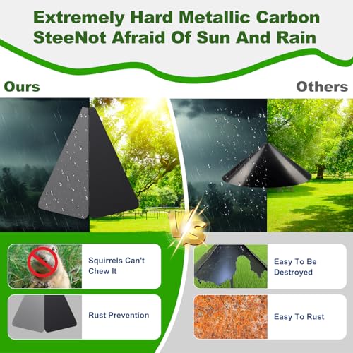 Squirrel Baffle with Dual Defense for Bird Feeder Poles, Bird Food House Guard for Shepherd Hook,Metal Squirrel Baffle Raccoon Stopper Rust-Proof and Bite-Proof Heavy Duty Carbon Steel