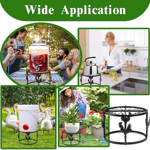 1pc Metal Stand for Chicken Poultry Feeder Waterer, Black | Sturdy Rustproof Iron Construction, Cute Chicken Ornament, Suitable for Chicken Coop Cat Dog Bowl Indoor & Outdoor Use - color: Black 1pc