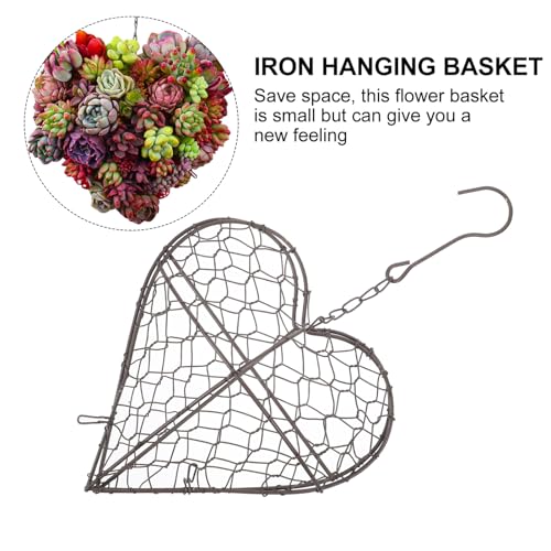 HANABASS 2 Pack Heart Shaped Bird Nesting Material Holder for Wild Birds, Refillable Hummingbird Nest Material Cage, Outdoor Wire Nesting Ball Basket for Garden Yard Decor, Metal Frame Only - color: Brown2, size: 36.5X20CM
