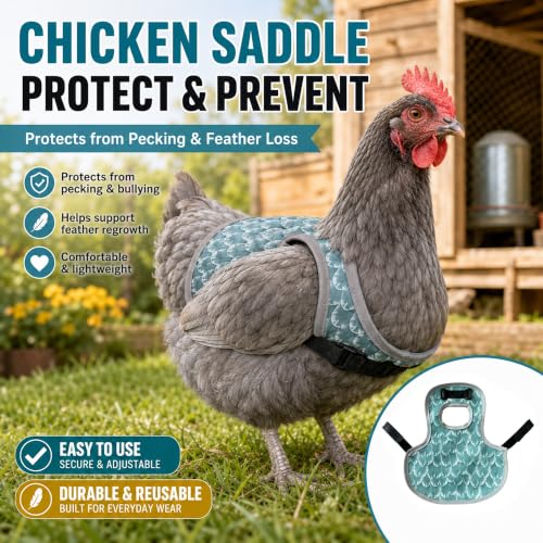 Chicken Saddle for Hens, Adjustable Hen Apron Back Protector for Protection Feather Regrowth, Waterproof Breathable Chicken Clothes with Straps, Apron for Medium to Large Hens Saddle（Light Blue） - color: Light Blue