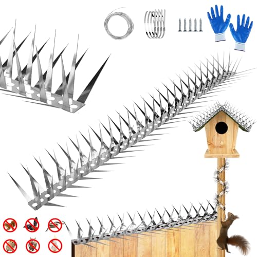Bird Spikes 3.2 FT Anti Climb Spikes Stainless Steel Bird Squirrel Deterrent | Acts as squirrel baffles for bird feeders, stops squirrels stealing bird food - size: 3.2 FT