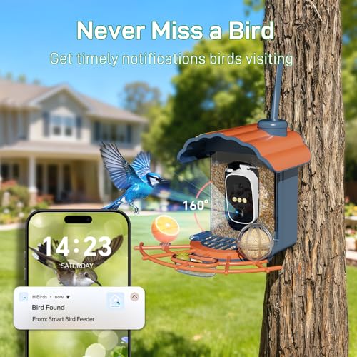 Smart Bird Feeder with 2K Camera: Wireless Wild Bird Feeder Solar Powered