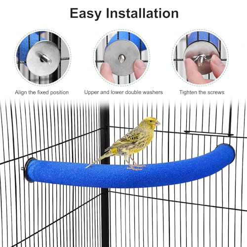 FrgKbTm U Shape Parrot Perch Stand Toy Bird Platform Sand Paw Grinding Clean Stick Exercise Conure Budgie Cockatiel Cage Accessories (Blue-Corner)
