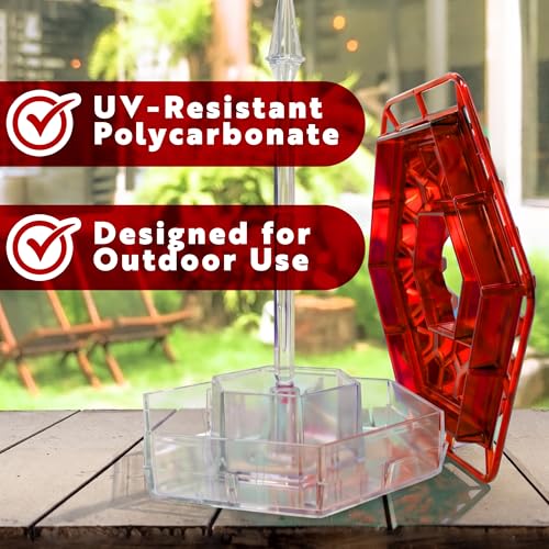 Lil Sweety Hummingbird Feeder for Outdoors Hanging, 12 oz Leak-Proof Nectar Feeder, 30 Feeding Ports, Built-in Ant Moat & Bee Guard, Easy Fill & Clean, Durable USA Made Bird Feeder for Patio Garden - color: Red