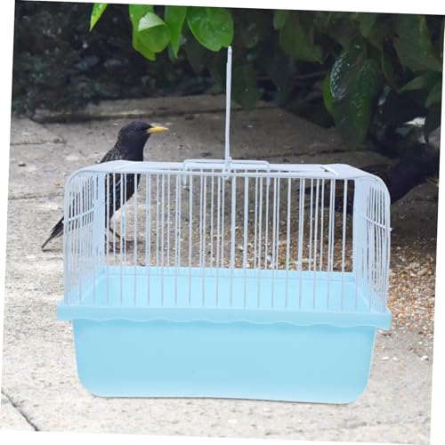 Garneck Portable Lightweight Bird Cage for Lovebirds and Small Animals Easy to Clean Travel Carrier Transparent Window for Parakeets and Cockatiels - color: Sky-blue