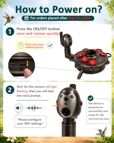 LUJII Smart Hummingbird Feeder with Camera for Outdoor Hanging, Hand Blown Glass, Solar WiFi Feeder with Live View App, 6 Feeding Ports, Leak-Resistant Design, Ant Moat & Gift Box, 36 fl oz, Ribbon - color: Ribbon, size: X-Large