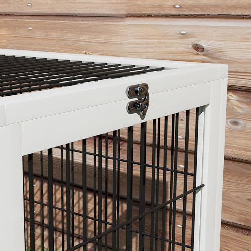 PawHut 2 Levels Outdoor Rabbit Hutch Openable Top for Rabbits 59" Dark Gray | Wooden Large Rabbit Cage with Run, Weatherproof Roof, Removable Tray, Ramp, for Chickens, Ducks - color: Dark Grey