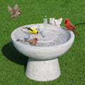 Bird Bath with Bubbler Spray Fountain 13" Height Freestanding Resin Birdbath Water Fountain Plug-in Powered Outdoor Water Feature Bird Playing Bowl for Garden, Patio, Yard, Balconies and Lawns