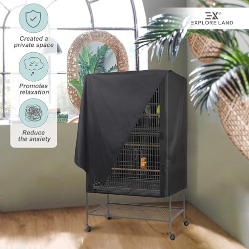 Explore Land Bird Universal Pet Cage Cover Good Night, Black, L | For Cats, Mink, Totoro, Parakeet, Parrot and Small Animals - size: Large