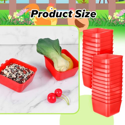 20 Pcs Cage Cups Chicken Feeder Waterer, 16 oz, Hanging Bunny Cage Feeder, Chicken Water Bowl for Pet Parrot, Rooster, Parakeet - color: red