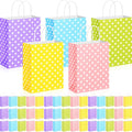 Yeaqee 50 Pieces Pastel Paper Bags with Handle Easter Gift Bags Bulk Polka Dot Candy Goodies for Easter Party Favor Supplies