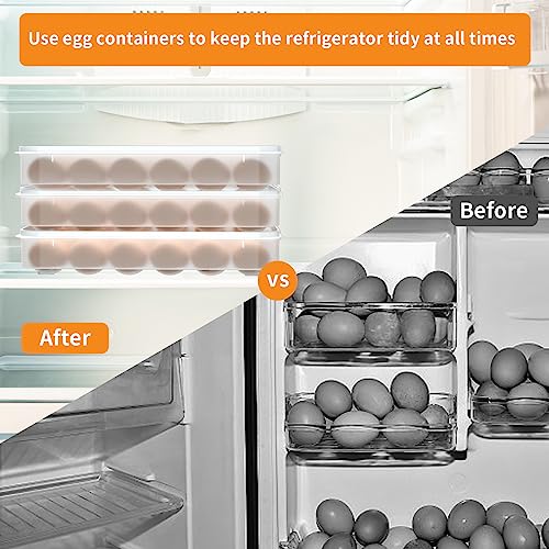 Deviled Egg Containers with Lid, (Set of 3), Plastic Egg Holder for Refrigerator for 72 Eggs, Clear Storage Deviled Egg Carrier Tray, Fridge Stackable Countertop Portable Egg Platter - color: Clear, size: 72 Eggs