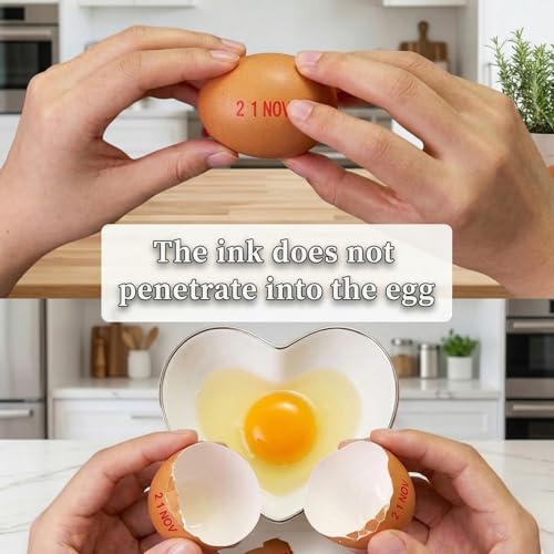 Egg Date Stamp Kit with 2 Fade-Resistant Ink Pads | Egg Stamper for Farm Fresh Eggs, Date Lable Stamps for Mark Farm Office Shipping