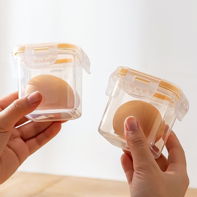 Egg Holder Container 2 PCS, Plastic Hard Boiled Egg Storage Box Leakproof Shockproof Protection, Portable Egg Tray Carriage Dispenser for Camping Picnic Travel Kitchen Outdoor (Square two-piece set)