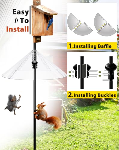 Squirrel Baffle,Squirrel Baffle for Bird Feeder Pole,19-Inch Squirrel-Proofs for Outdoor Shepherd's Hooks,Outside Pole Mount Squirrels Guard(Clear) 1 Pack. - color: Pole mount-White-1P