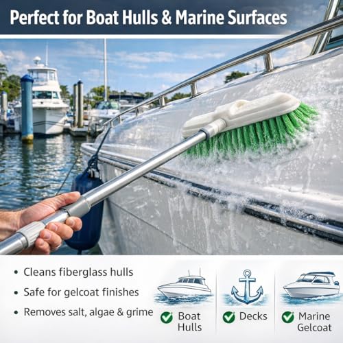 Hi-Tech 10” Bi-Level Super Soft Car Wash Brush – Non-Scratch Soft Bristle Cleaning Brush for Cars, Trucks, Boats & RVs, Multi-Surface Exterior Brush with Threaded Handle Compatibility
