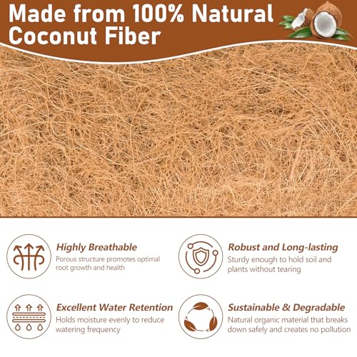 Riare 2 Pack 48 Inch Rectangle Coco Liners for Planters, Window Box Liners | 100% Natural Coconut Liners Replacement, Breathable Pre-Formed Planter Box Liner for Wall, Deck, Patio, Railing Planters - size: 48inch