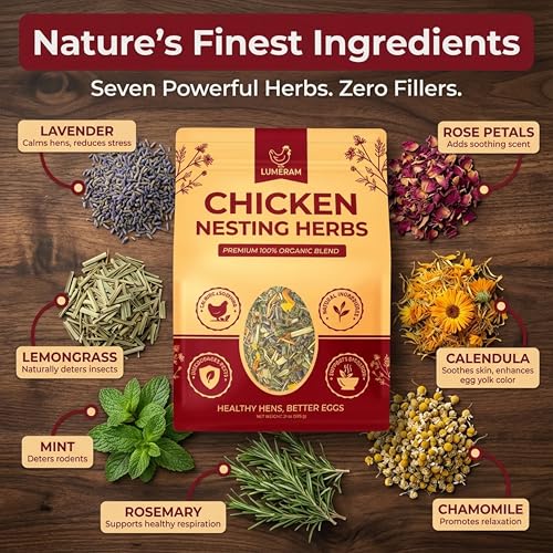 21oz Premium Chicken Nesting Herbs — 100% Organic Nesting Chicken Herbs for Laying Hens — Coop Bedding Freshener for Better Egg Production & Quality — Fresh Coop Smell — For Chickens & Poultry