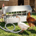 Automatic Chicken Waterer Stainless Steel Large Metal Chicken Waterer System Poultry Waterer Dispenser with Float Valve Kit Hose Accessories for Pigeon, Duck, Goose