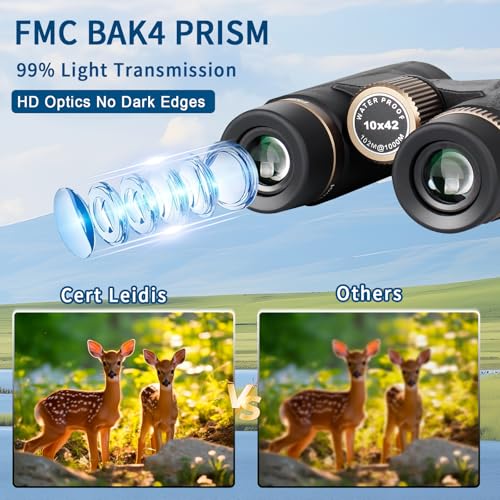 10x42 HD Binoculars for Adults High Powered with Phone Adapter and Tripod, Super Bright BAK4 Prism Waterproof Compact Binoculars for Bird Watching Hunting Stargazing Hiking Cruise Travel - style: 10x42