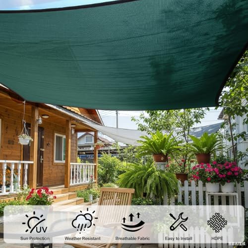 SUNNY GUARD Sun Shade Cloth, 6 x 12 FT Green HDPE Mesh | 85-95% Breathable shade cover creates a cooler space for plants, vegetables, greenhouses, patios, chicken coops, and kennels - color: 90 SHADE-GREEN, size: 6 FT x 12 FT