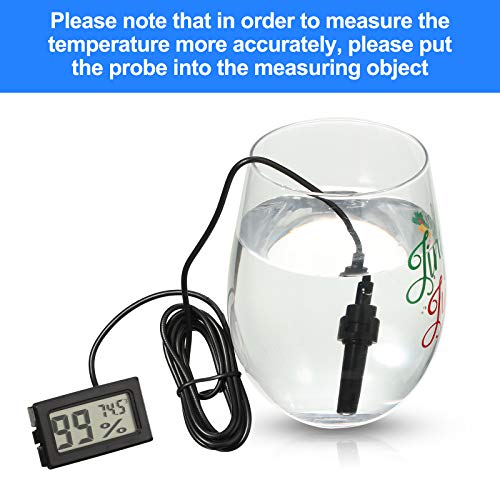 Weewooday 12 Pcs Digital Humidity Meter with Probe LCD Thermometer,Black | Fahrenheit Display for Incubator Reptile Brooder Greenhouse, Remote Sensor Probe, Accurate Monitor for Chicken Coop Plant - size: Black