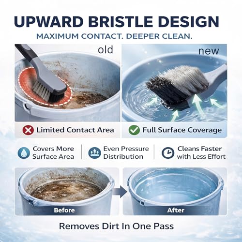2 Pack 10" Horse Bucket Brush, Horse Bucket and Trough Scrub Brush, Water Buckets Brushes for Livestock Farm Equine Water Buckets Feed Trough Non Slip Grip Durable Synthetic Fiber Black Gray