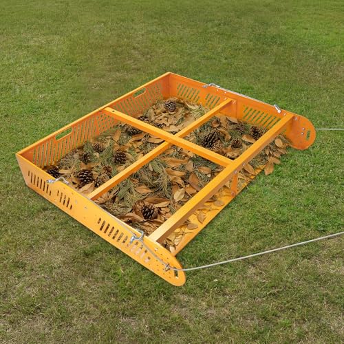 POPMOON 2-in-1 Horse Manure Fork & Tow Behind Trailer Manure Scooper 330lb | Heavy Duty 330lbs Capacity Paddock Cleaner, Easy Assemble Drag Manure Collector for Pasture, Farm & Yard Sweeper - size: 43.5" L - no wheels