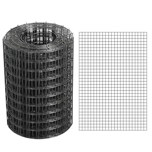 Black Hardware Cloth 4'' x 10' PVC Steel Vinyl Coated 1/2 inch Galvanized Wire Mesh Roll (19 GA) Chicken Wire Fence Roll, for coop Fences,Screen mesh, Rabbit/Snake Fences, Poultry enclosures, etc. - color: 19(GA)-1/2inch, size: 4In x 10Ft