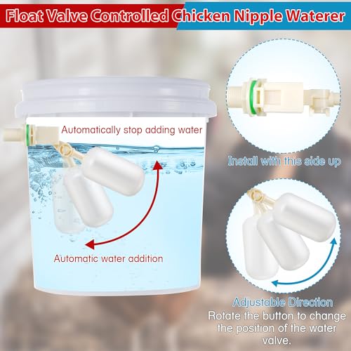 Dreyoo 8 Pack Automatic Chicken Waterer System Pipeline Complete Set | Including 1/2" PVC Tee Fittings, PVC Pipe, Chicken Water Cups, Float Valve Controlled Automatic Chicken Nipple Waterer Cups
