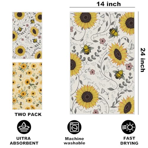 2 Pcs Funny Trump Kitchen Towel, Sunflower Hand Towels for Kitchen Decor | Absorbent Microfiber Dish Cloth Tea Towels Home, Anti Trump Gifts for Women 14x24 Inch - color: Multi 1518