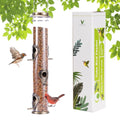 1PK Metal Wild Bird Feeder,Squirrel Proof Bird Feeders for Outside,Hanging 6 Port Tube Bird Feeder Transparent Finch Bird Feeder for Attracting Birds in Your Lawn, Garden, Balcony-Bronze - color: Bronze