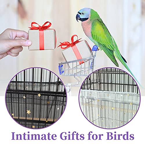Daoeny 2Pcs Bird Cage Cover, Adjustable Bird Cage Seed Catcher, Large Soft Nylon Mesh Net with Twinkle Moon Star, Birdcage Cover Skirt Seed Guard for Parrot Parakeet Macaw Round Square Cages - color: Upgraded Sequined, size: 118 x 15.7 inch
