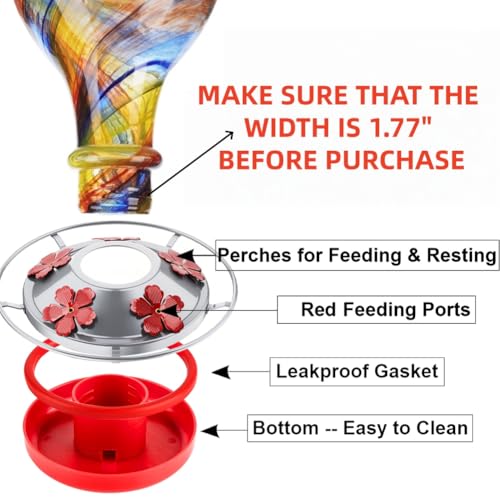 WOSIBO Hummingbird Feeder Replacement Bottom Base Replacement Part Includes Red Plastic Base Metal Top and Brushes (Silver-1) - color: Silver-1