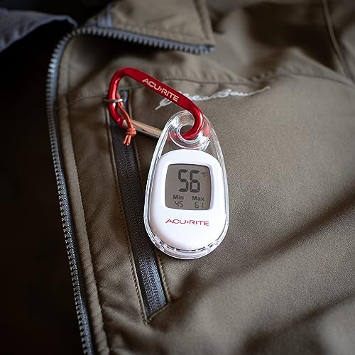 AcuRite Portable Digital Thermometer for Indoor or Outdoor Temperature with Carabiner Clip (00333)