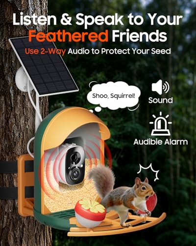 Bird Feeder with Camera, Smart Birdfeeder with Cam Solar Powered, 2K HD Video, AI Identification, Instant Arrival Alerts, IP66 Bird Bath & Feeder,Gift for BirdLover (with Stand, Dark Green) - color: Dark Green, style: With Stand