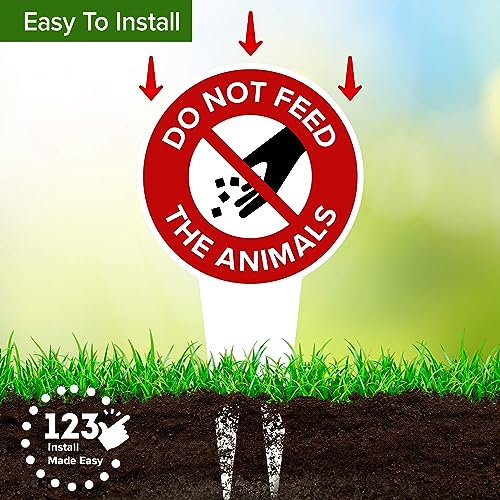 Do Not Feed the Animals Sign, 11"x21", Heavy Duty Integrated Ground Stakes, Indoor/Outdoor Use, Rust Free Aluminum Composite, Made in USA by My Sign center - color: Animals, size: 11"x21"