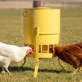 KOL Chicken Feeder No Waste for Coop & Outdoors, 16 Port 50lbs Poultry Feeder with Spill-Control Design, Rust-Proof Powder Coated Metal & Smooth Safe Edges (Yellow) - color: Yellow