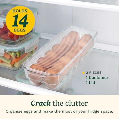 Best Brands Cuisinart Egg Holder for Fridge, Holds 14 Eggs, Stackable | Clear BPA-free plastic with fitted lid, fits standard refrigerator shelves, replaces flimsy cartons, hand wash only - color: 14 Eggs