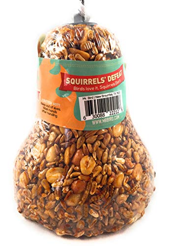 Mr. Bird Flaming Hot Feast Spicy Bird Seed Bell, 4-Pack | Premium Blend of Mealworms, Peanuts & Hot Pepper | Squirrel Repellent Bird Seed | Handcrafted in Texas - size: 1 Count (Pack of 4)