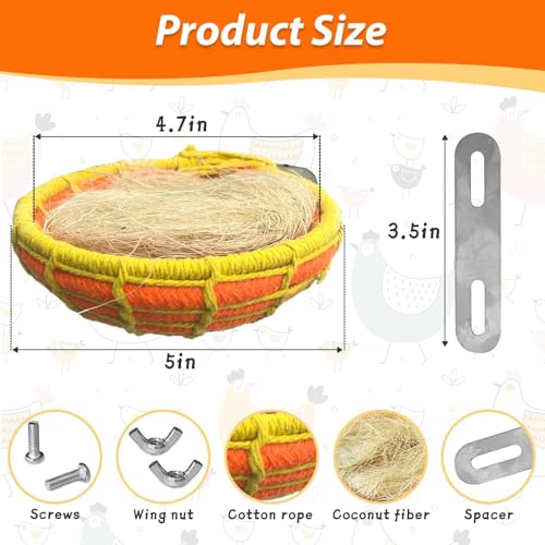 kathson Bird Nest Parakeet Breeding Nest Bed with Natural Coconut Fiber Parrot Hemp Rope Weave Hatching Nesting Box for Cockatiel Canary Lovebird Budgie Conure and Small Parrots - size: Orange