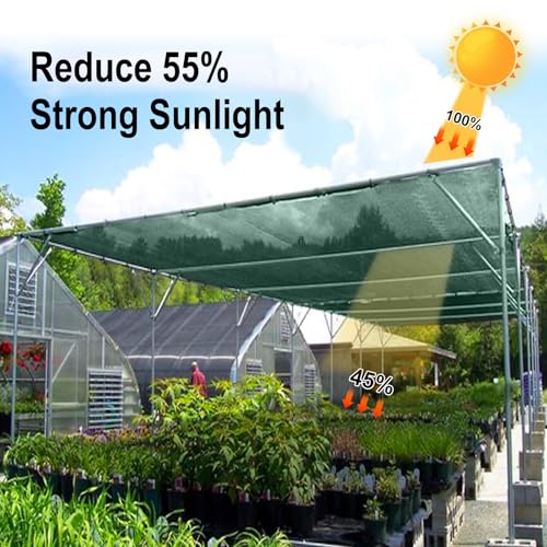 LOVE STORY 6x8FT 55% Dark Green Shade Cloth Sun Shade Net UV Resistant Mesh Tarp Plant Cover Sunblock Net for Garden,Greenhouse,Vegetables,Flowers - color: 55% Shade-Dark Green, size: 6FTx8FT
