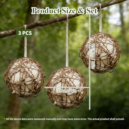 GUTE Globe Hummingbird Nesters 3Pcs Natural Material Refillable Ball | Natural Nesting Material,Refillable Design,Weather-Resistant,Quick-Dry,Hanging Station,For Wrens/Finches,Indoor/Outdoor. - size: 3Pack