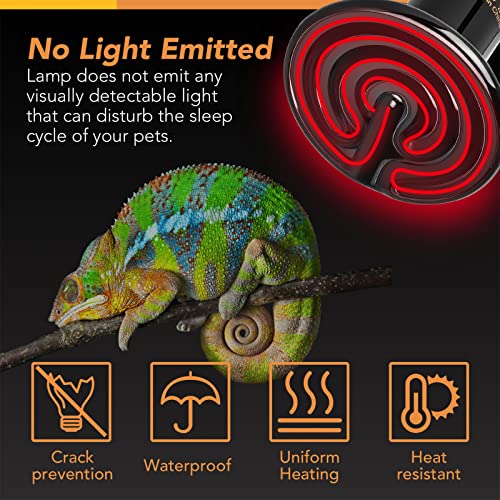 Simple Deluxe 250W Reptile Ceramic Heat Lamp Bulb Warm Emitter Brooder Coop Heater for Amphibian Pet & Incubating Chicken No Light Emitting, Snake/Lizard/Spider, 2-Pack - size: 250 Watts, style: D-137mm-2 Pcs