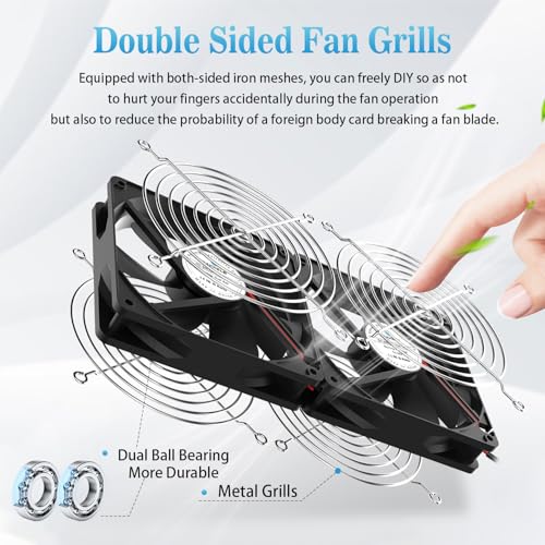 2 x 120mm 240mm Computer Fan with AC Plug 110V/220V to DC 12V Power Supply, Speed Controller 3V-12V Adjustable, for PC Case/Server/Cabinet/Workstation/Small Box Exhaust Cooling - size: 2x120mm