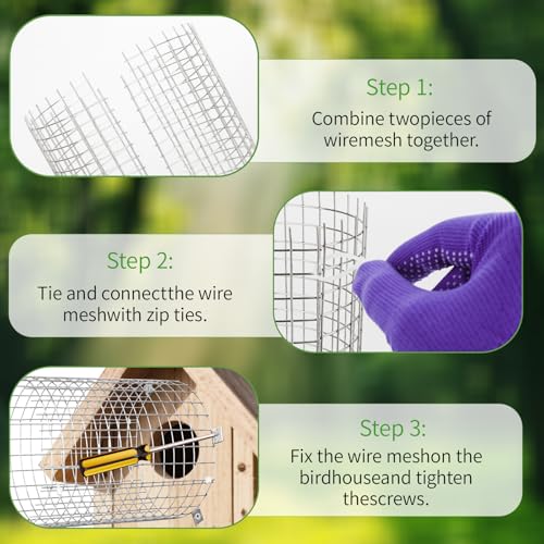 Bluebird House Protector Guards, 2 Sets Stainless Steel Birdhouse Predator Guard for Keeping Out Predators and Their Babies Safe, Easy to Install
