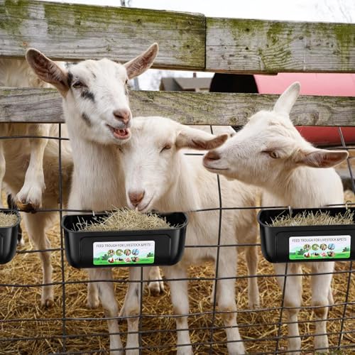 Chicken Feeder Waterer, 10 Pack Duck Feeder Supplies, Hanging Fence Feed Trough with Clips for Goat, Sheeple, Piglet, Gooses, Turkeys, Dog Livestock Poultry, Black - color: 10 pack Black